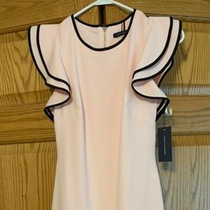 Pink Ruffle Tommy Hilfiger Black Trim Knee Dress